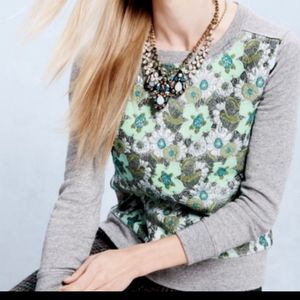 XS JCrew Metallic/Mint brocade sweater